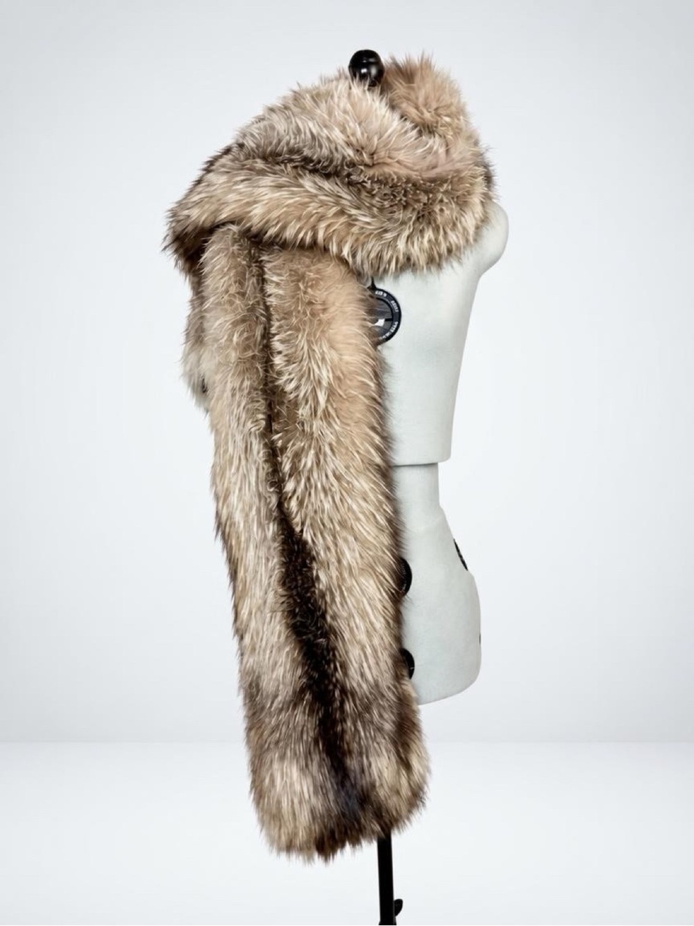 Brenner Bros VTG Real Fox Fur Scarf/Stole, grey/black/cream, silk lined, 75”L